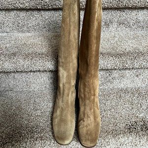 Emma Hope Women's Brown Leather Almond Toe Zipper Riding Boots.